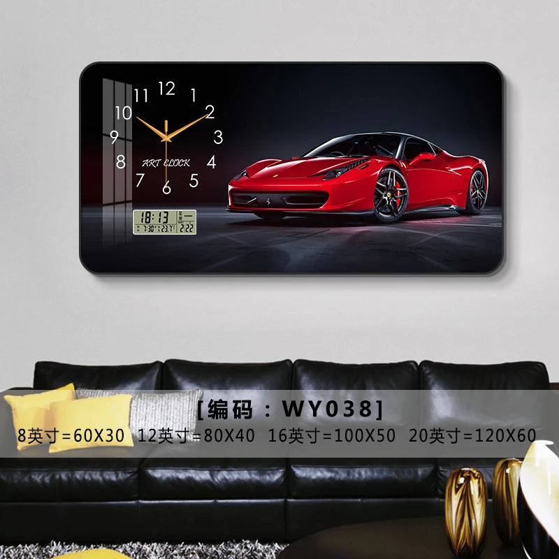 Car Clock Living Room Creative E-sports Room Silent Clock Auto Repair Beauty Shop Personality Art Decorative Painting Wall Clock Oasis Select WY038 80cm x 40cm