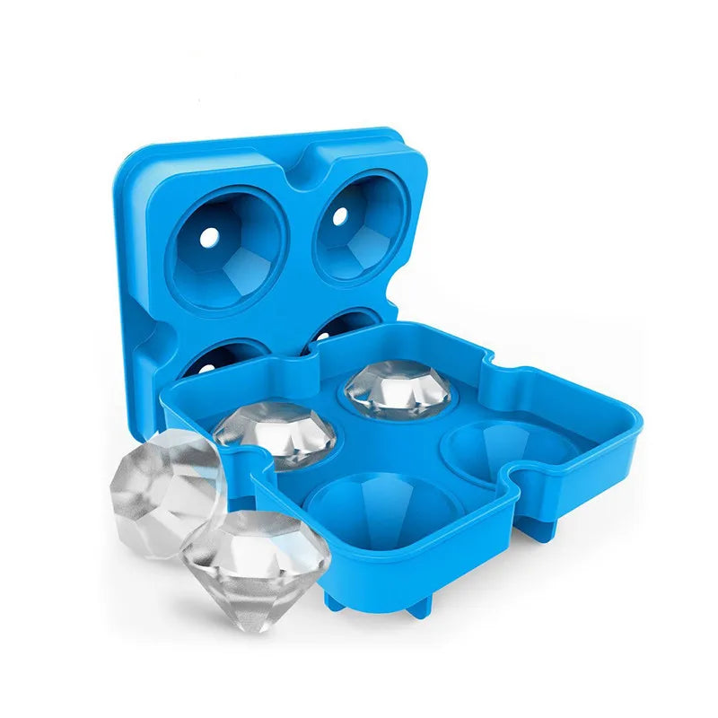 Ice Molds - Silicone Ice Cube Tray With Lid - Fill and Release Ice Maker - Great for Parties and Events (Diamond) Oasis Select Blue