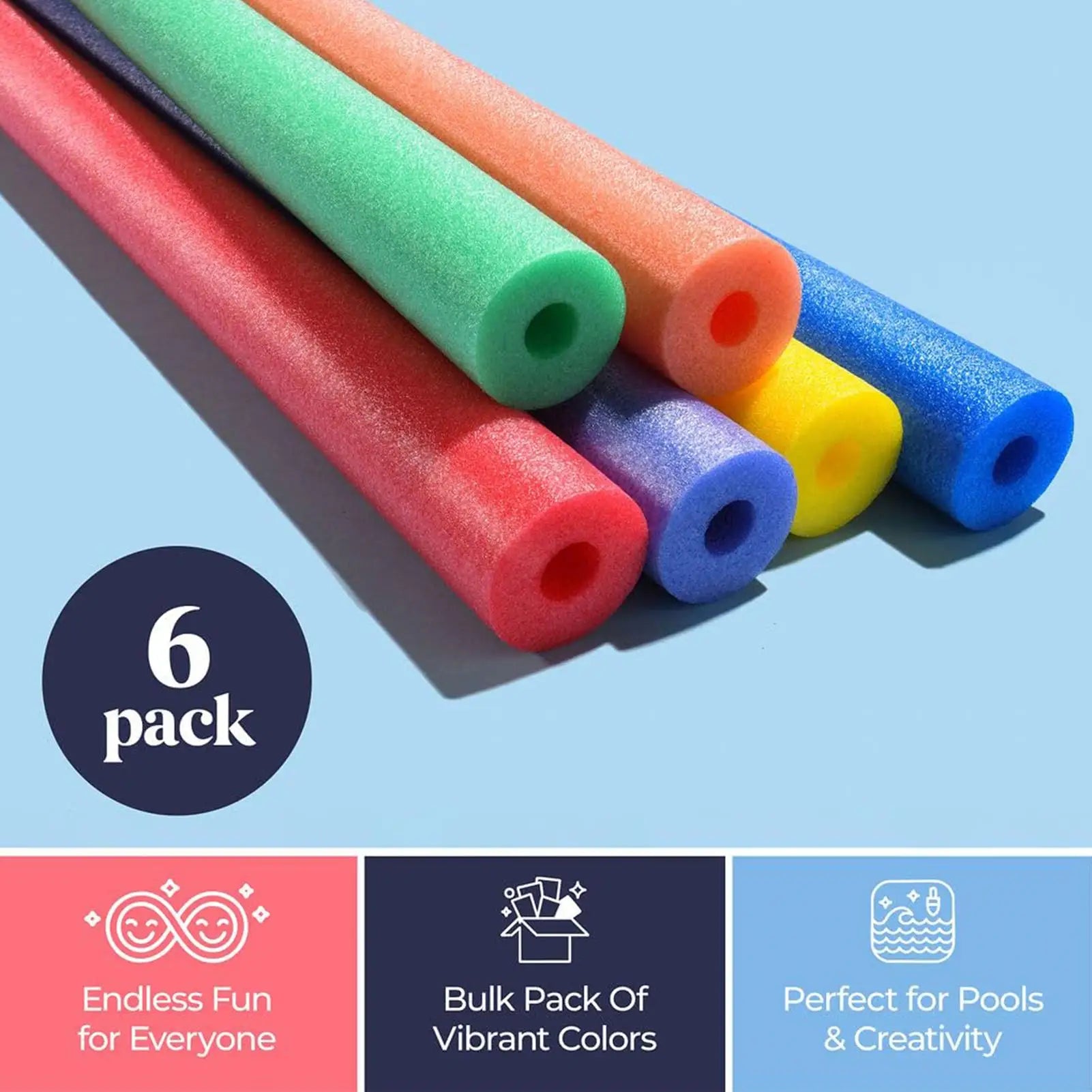 Pool Noodles Foam Tube Floating Hollow Large Colorful Exercise Aid Pool Noodles Tube for Aerobics Craft Projects Parties Water Oasis Select