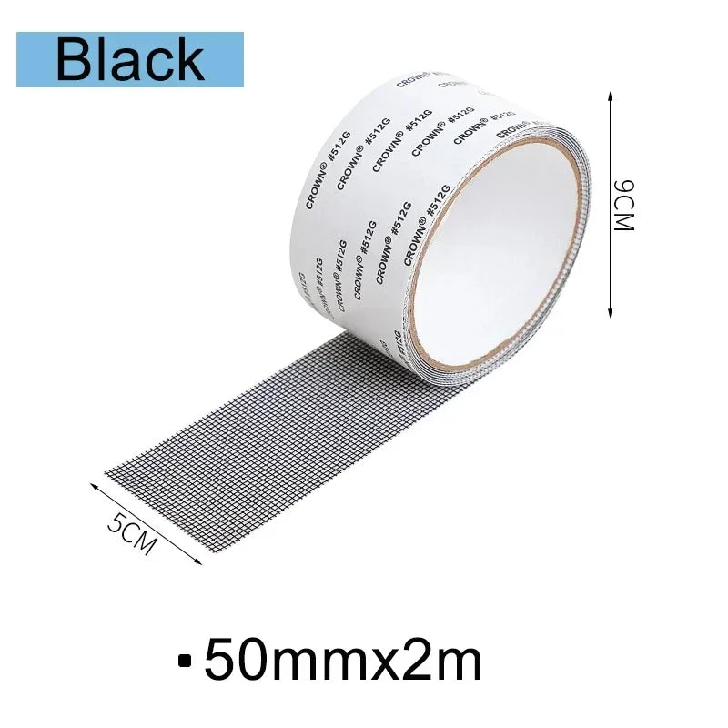 Window Screen Repair Tape Self Adhesive Mesh Tape Door Window Net Broken Holes Repairing Fix Patch Anti Insect Mosquito Oasis Select 1PCS-Black