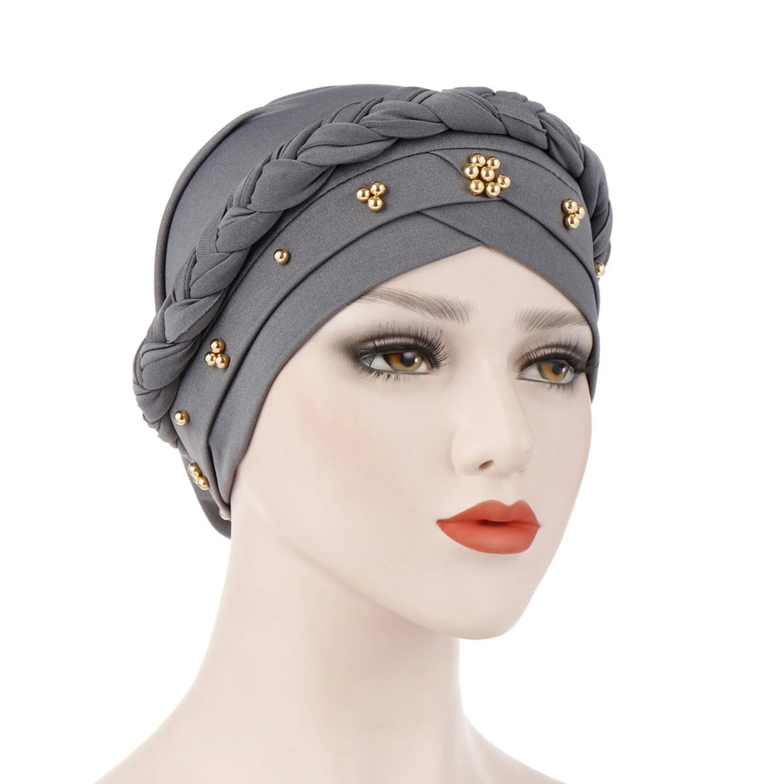 Muslim Women Inner Hijab Turban Bonnet Cap – Pearl Solid Hijab Turban Cap Oasis Select Gray