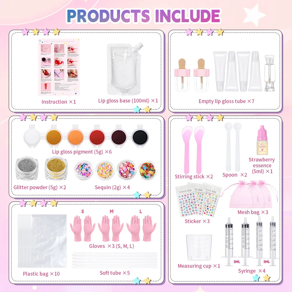 DIY Lip Gloss Making Kit – Glitter & Moisturizing Set for Girls DIY Lip Gloss Kit Oasis Select