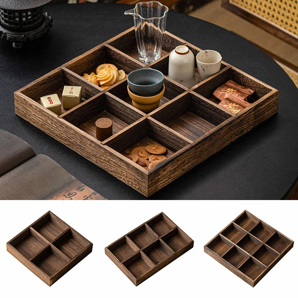 Wood Multi-Compartment Serving Tray | Nuts Fruit Snack Platter