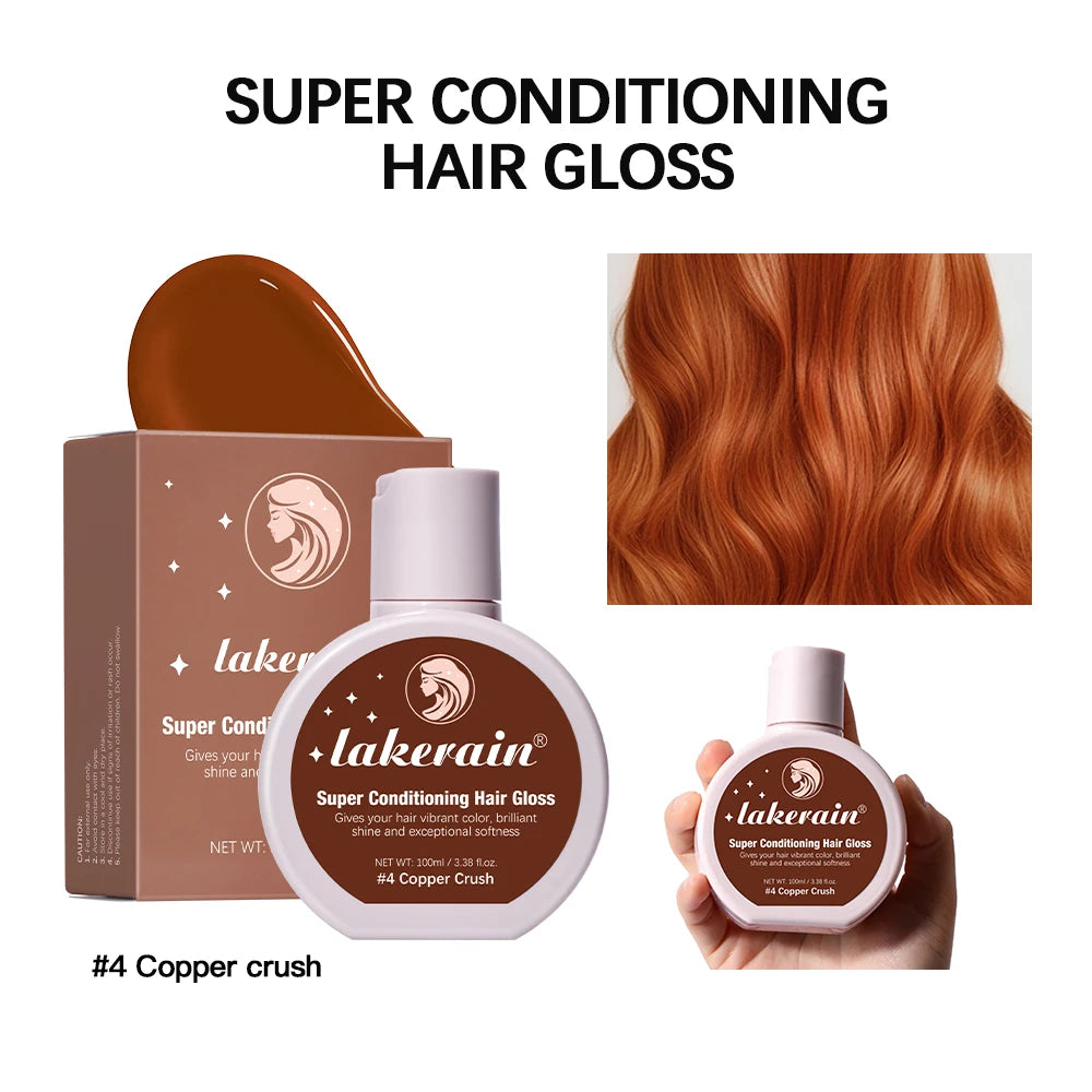 Super Conditioning Hair Gloss Hydrating Semi-Permanent Long-lasting Color Hair Glaze Gloss Deep Nourishing & Repair Damaged Hair Oasis Select 4Copper Crush