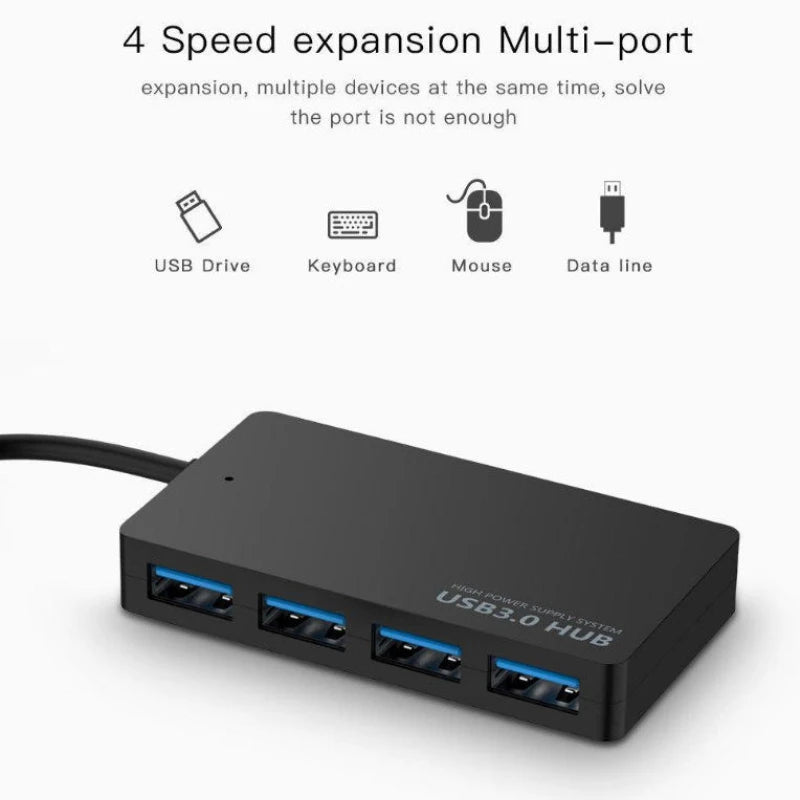 USB 3.0 Hub High Speed 4 Ports HUB Adapter Data Cable Splitter Expander Support Multi Systems Plug and Play Multi USB Adapter Oasis Select