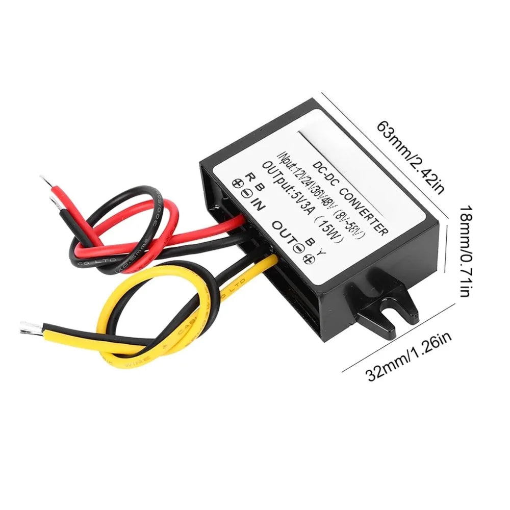 DC To DC 12V/24V/36V/48V Step Down To 5V 3A Waterproof Buck Power Supply Module For Automobile LED Display Fan Monitor Camera Oasis Select