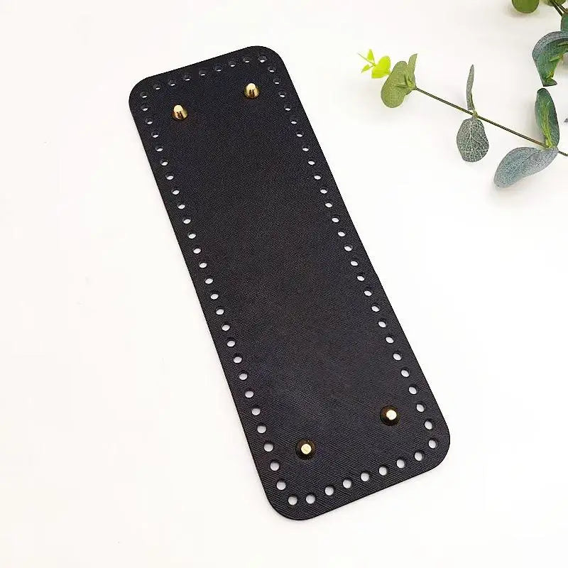Handmade Rectangular 28 * 10cm Bottom For Knitted Bag PU Leather Pad Handcraft Bag Base With Holes DIY Crochet Bag Bottom Oasis Select Black