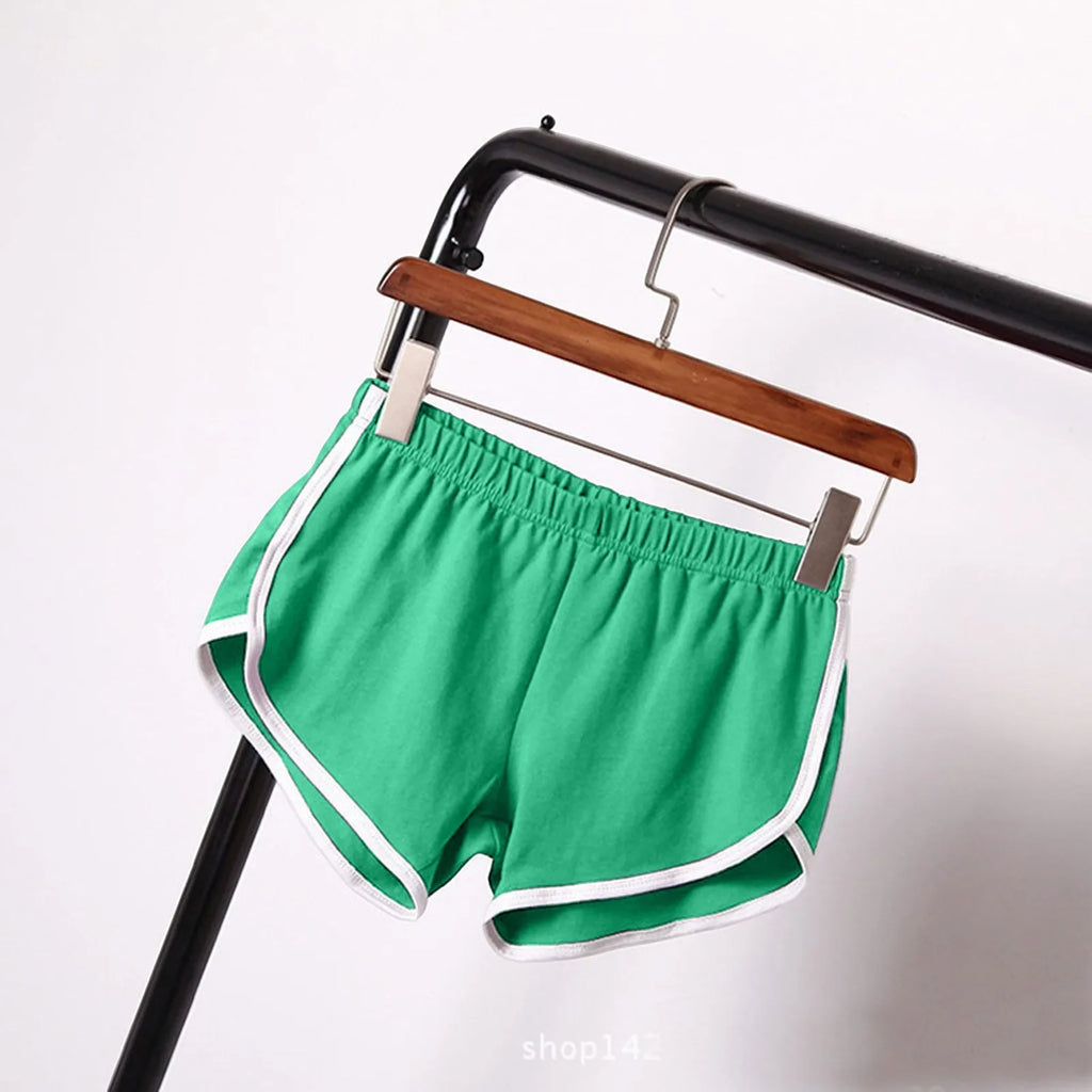 Sports Shorts Women Summer New Candy Color Anti Emptied Skinny Shorts Casual Lady Elastic Waist Beach Correndo Short Pants Oasis Select Green XL