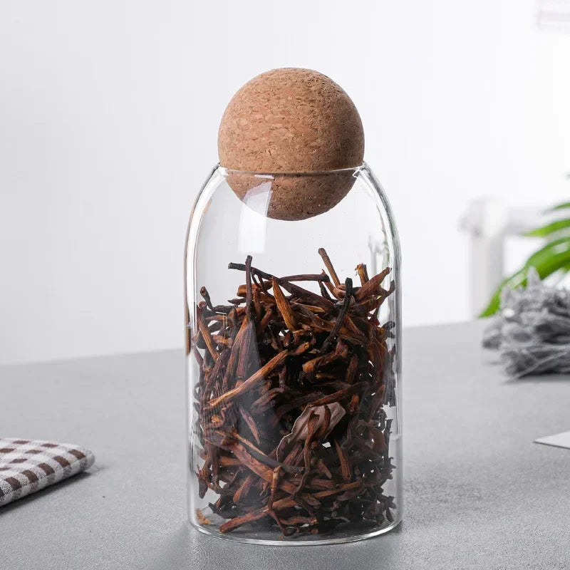 Sealed Jar Glass Cork Stopper Coffee Beans Dried Fruit Storage Box Kitchen Food Multigrain Storage Jar Cork Tea Jar Oasis Select 800ML