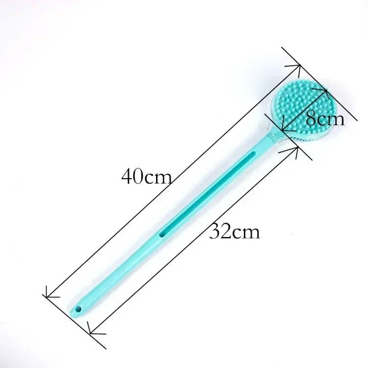 Double-Sided Shower Body Brush Silicone Long Handle Bathroom Wash Brush Bathing Massages Back Body Exfoliating Brush 1pc Oasis Select