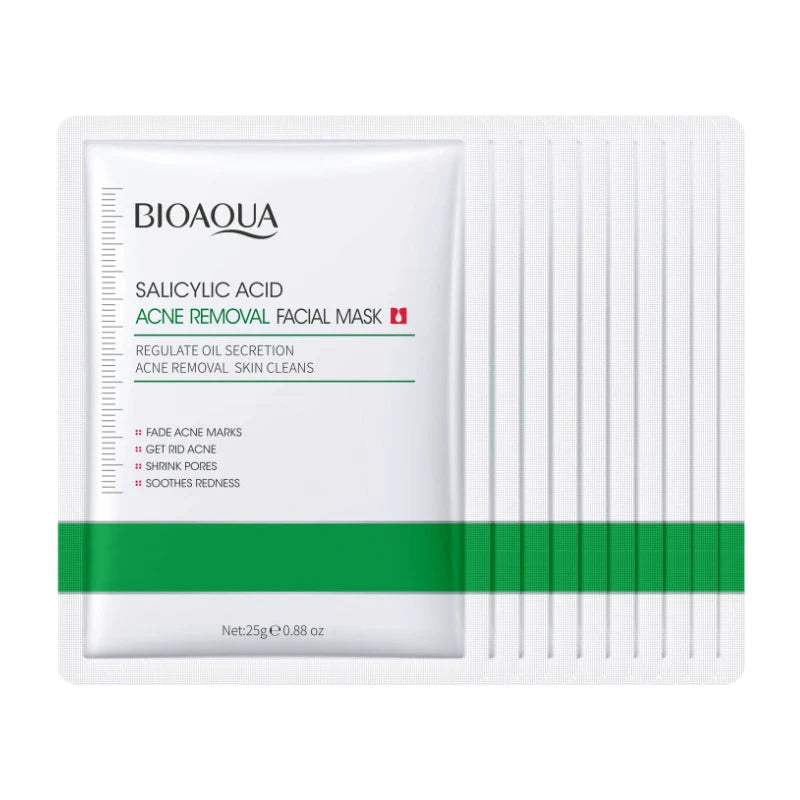 BIOAQUA Salicylic Acid Face Mask – Acne & Anti-Aging, 10-Pack Acne Face Mask Oasis Select 10pcs