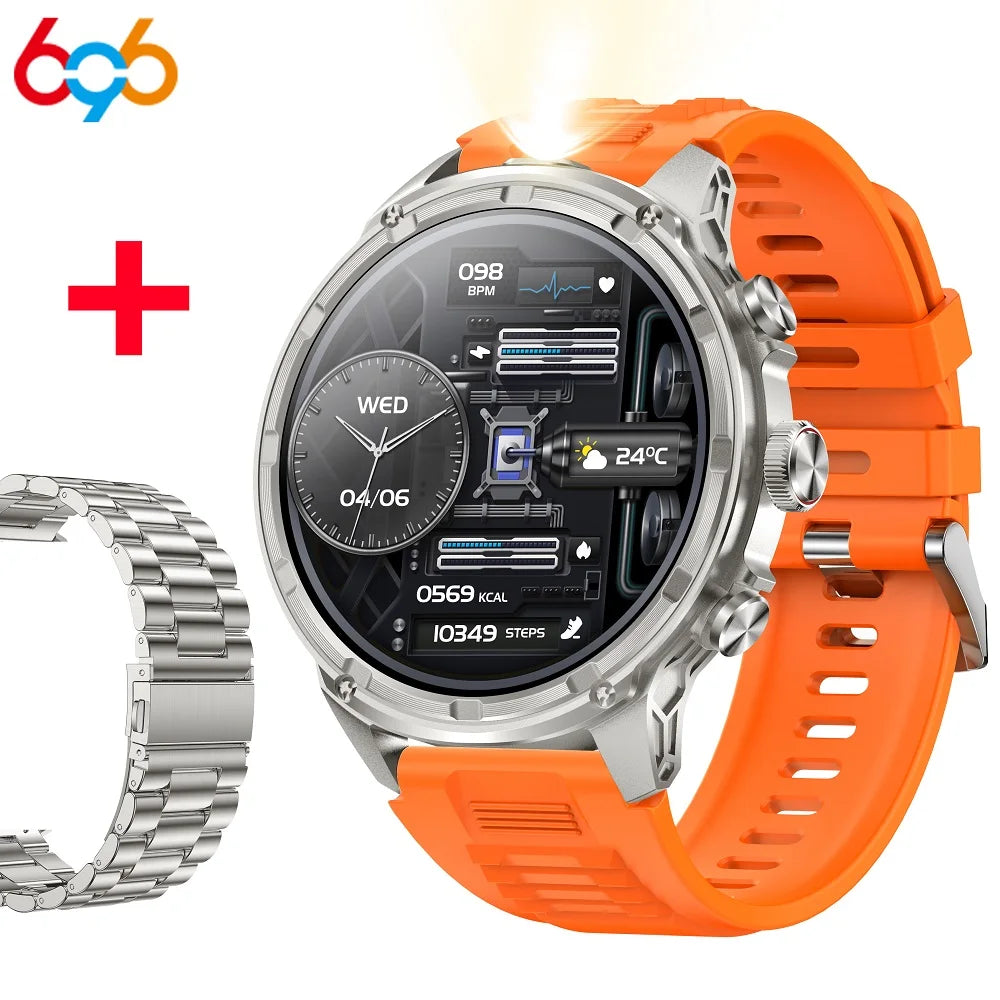 Waterproof Outdoors Smartwatch Flashlight Women Music Sports Blue Tooth Call 710mAh Heart Rate Health Monitor Smart Watches Men Oasis Select SVVORS A SV3M