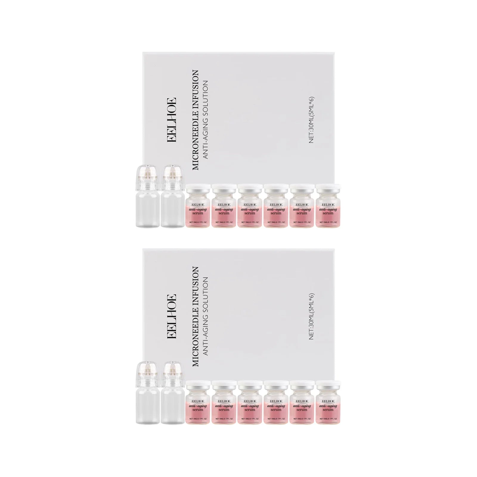 Eelhoe Microneedle Roller & Anti-Aging Serum Set – 8 Piece Microneedle Serum Set Oasis Select 2 sets
