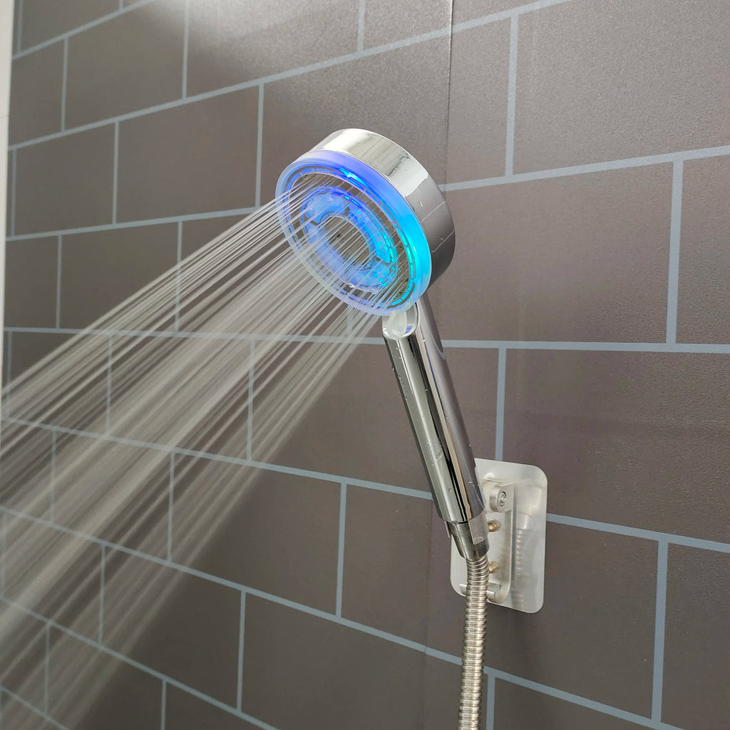 New LED 5 Modes Shower Head Rainfall SPA Temperature Control Shower Pressurized Water Saving 3/7 Colors Handheld Bathroom Shower Oasis Select