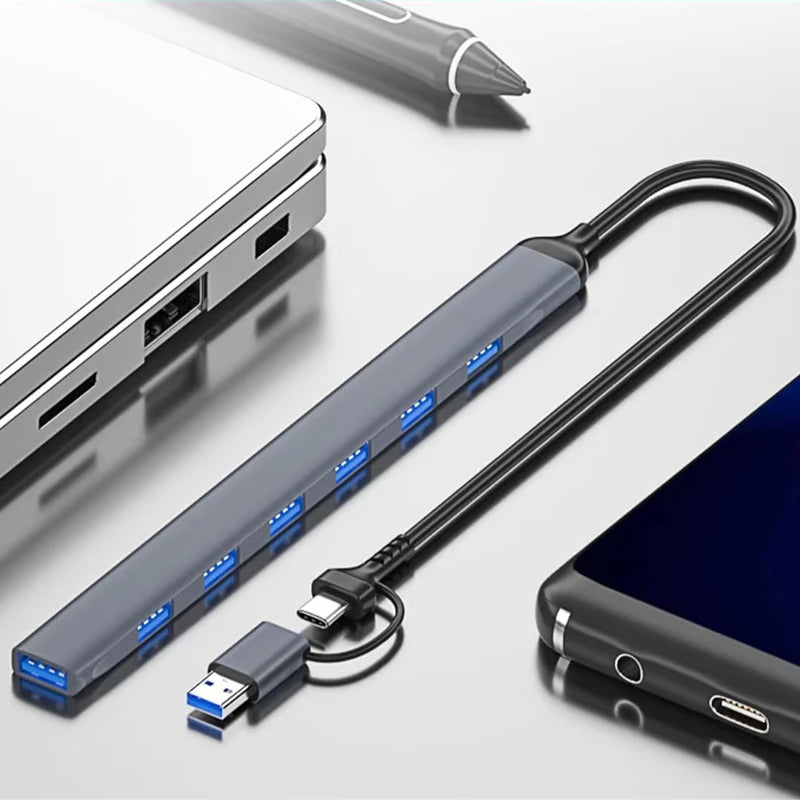 USB+Type C 7 Ports USB 3.0 HUB Expander High Speed OTG Adapter Docking Station For PC Macbook Laptop Hard Drive Mouse Keyboard Oasis Select