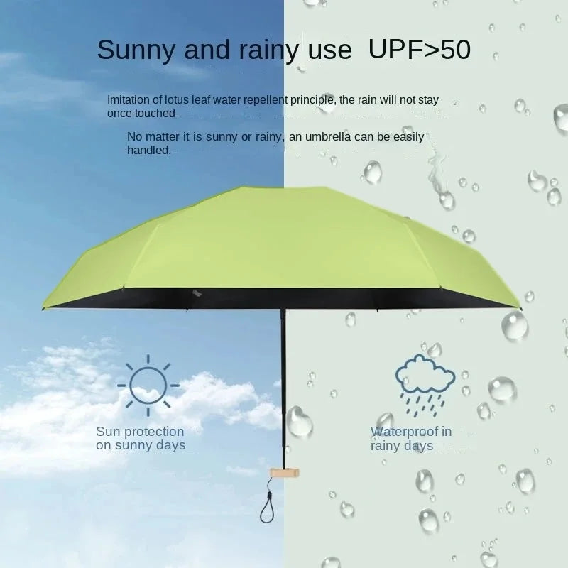 UPF50+ Umbrella Mini Pocket Sun Shade Umbrella Portable Vinyl Folding Rain Travel Umbrella UV Protection Parasol Capsule Oasis Select
