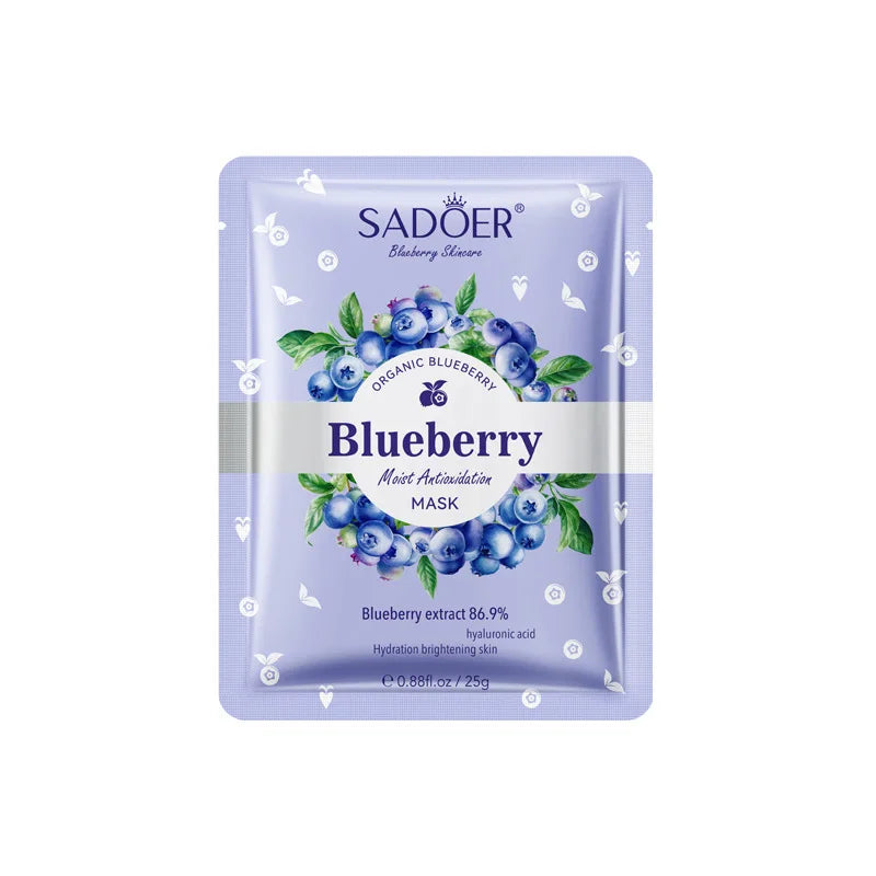 SADOER Blueberry Hyaluronic Acid Face Mask – 5-Pack Hydrating Sheet Mask Oasis Select