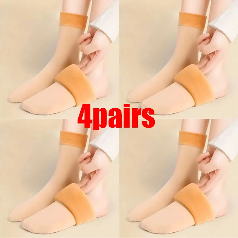 1/3/5pairs Women'S Velvet Thick Floor Socks Home Sleeping Socks Winter Warm Soft Warm Plush Sock Girls Solid Color Velvet Socks Oasis Select skin 4