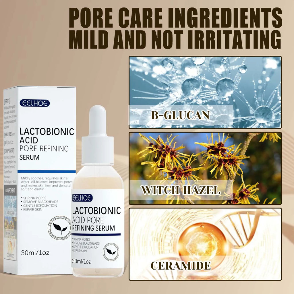 Lactose Acid Shrink Pores Serum Moisturizing Remove Blackheads Repair Face Pores Skin Firming Brighten Nourish Face Essence Oasis Select