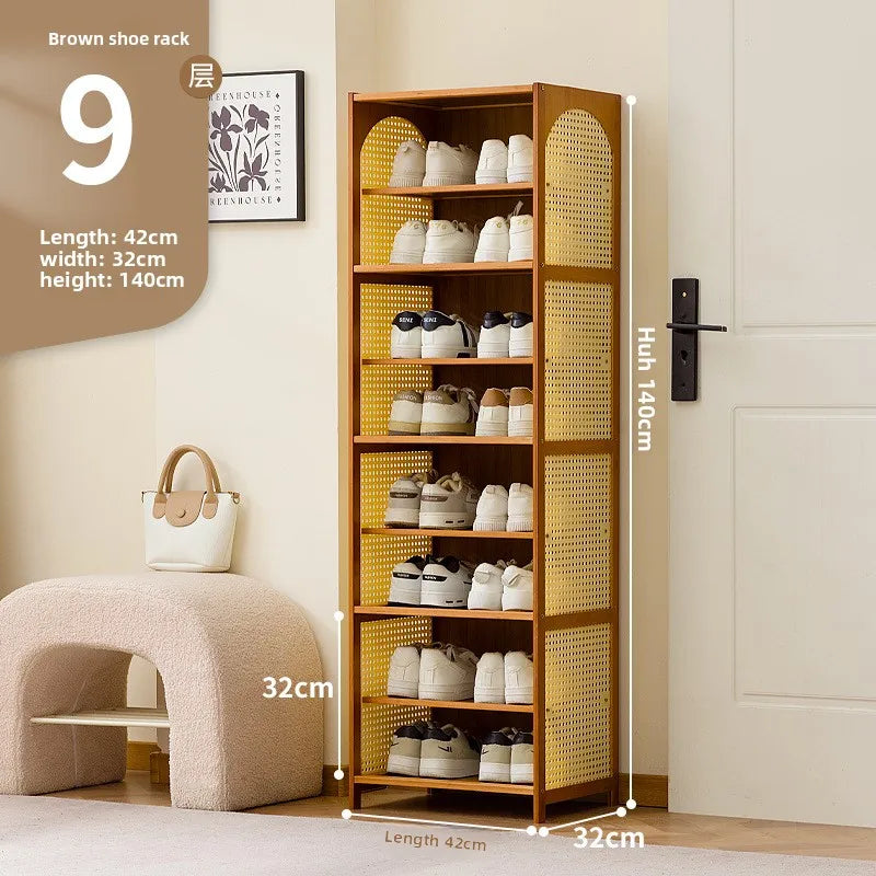Simple shoe cabinet home door multi-layer baffle shoe rack corridor entrance economical home storage simple shoe cabinet Oasis Select Brown 9-42