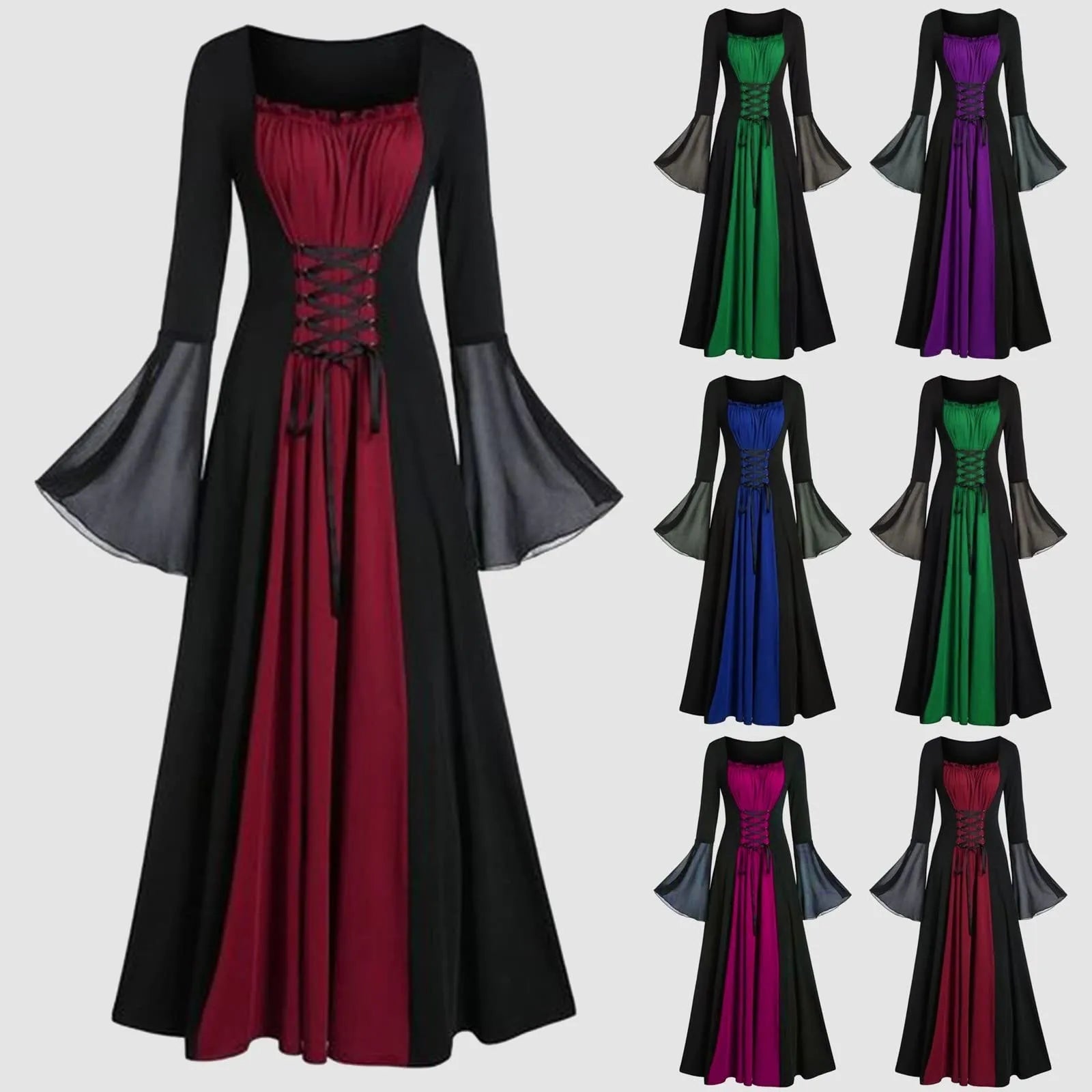 Plus Size Gothic Medieval Hooded Maxi Dress | Halloween Cosplay Gothic Costume Dress Oasis Select