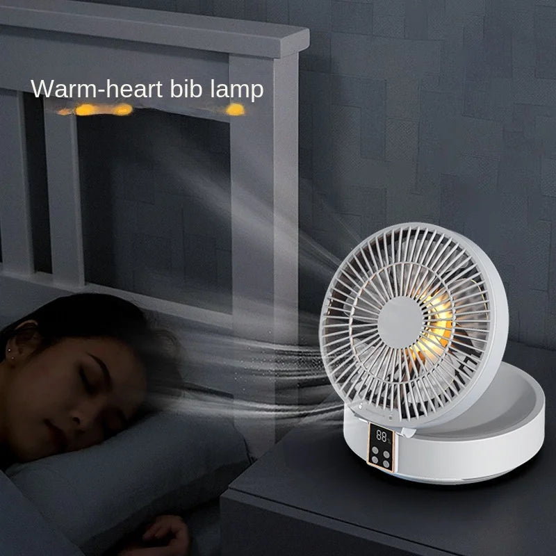 2023 New Fan With Remote Control Portable Wall-hanging Rechargeable Usb Electric Folding Fan Nightlight Air Cooler Household Oasis Select