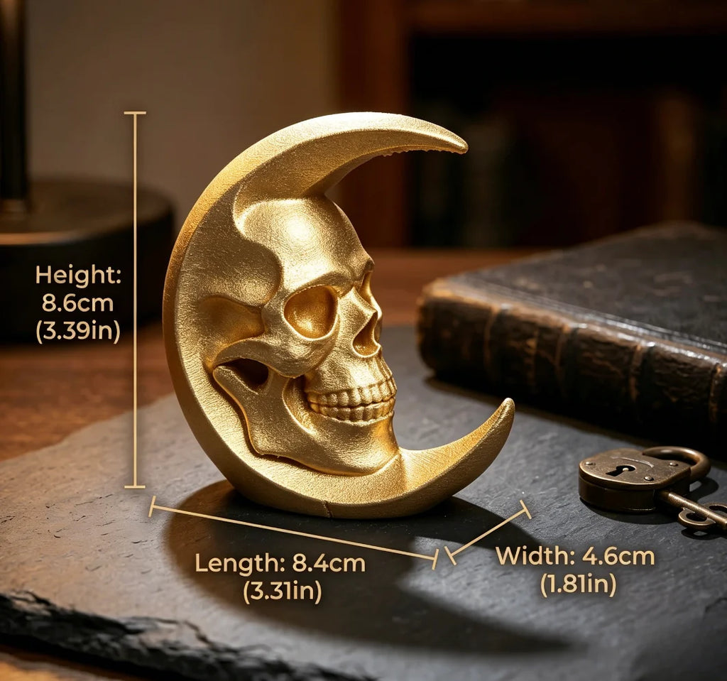 Retro Crescent Moon Skull Figurine Gothic Style Desk Ornament Mystical Skull Moon Meditation Statue Home Office Altar Decor Gift Oasis Select Moon Skeleton4 8.6x8.4x3.3cm