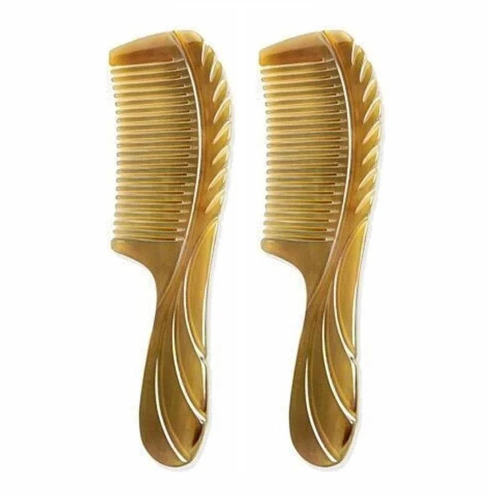 2PCS Hair Styling Horn Comb, Anti-Static Scalp Massaging Comb for Women Men, Hair Breakage Reducer Detangling Comb for Wet & Dry Oasis Select light brown