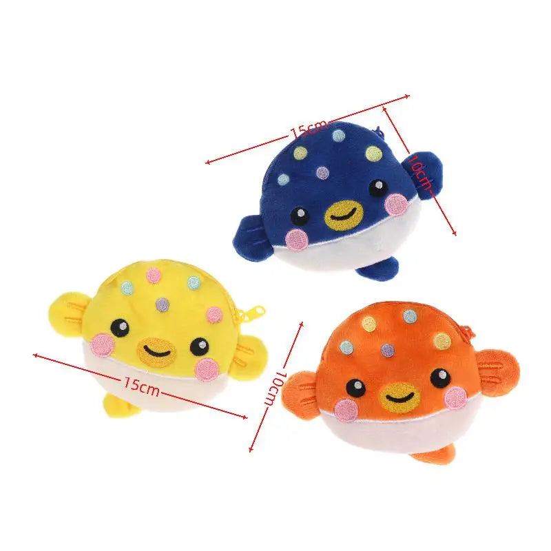 Cute Pufferfish Plush Mini Coin Purse – Zipper Pouch Wallet Novelty Coin Purse Oasis Select