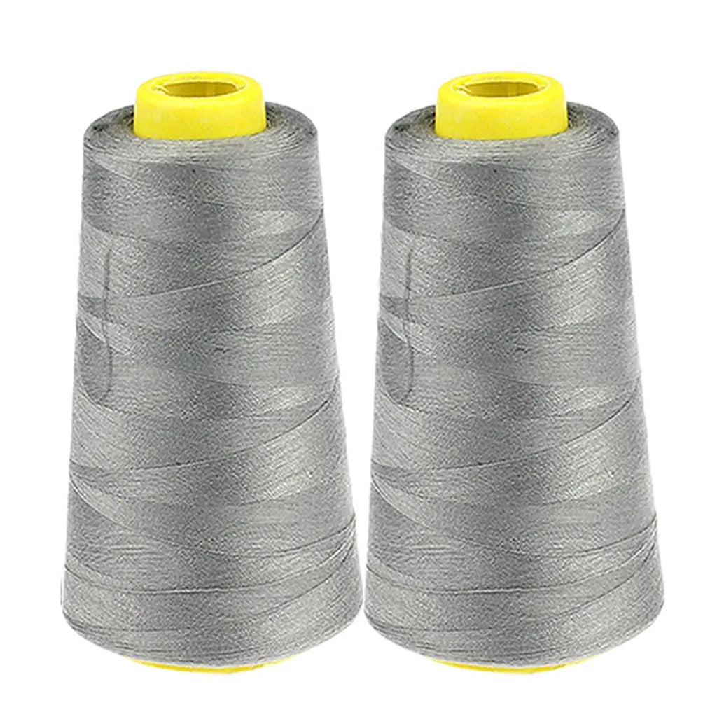 2PC Sewing Thread 2300 Yard Each Spool Solid Color White Black Stitching Thread for Machine and Household Sewing Accessories Oasis Select Gray