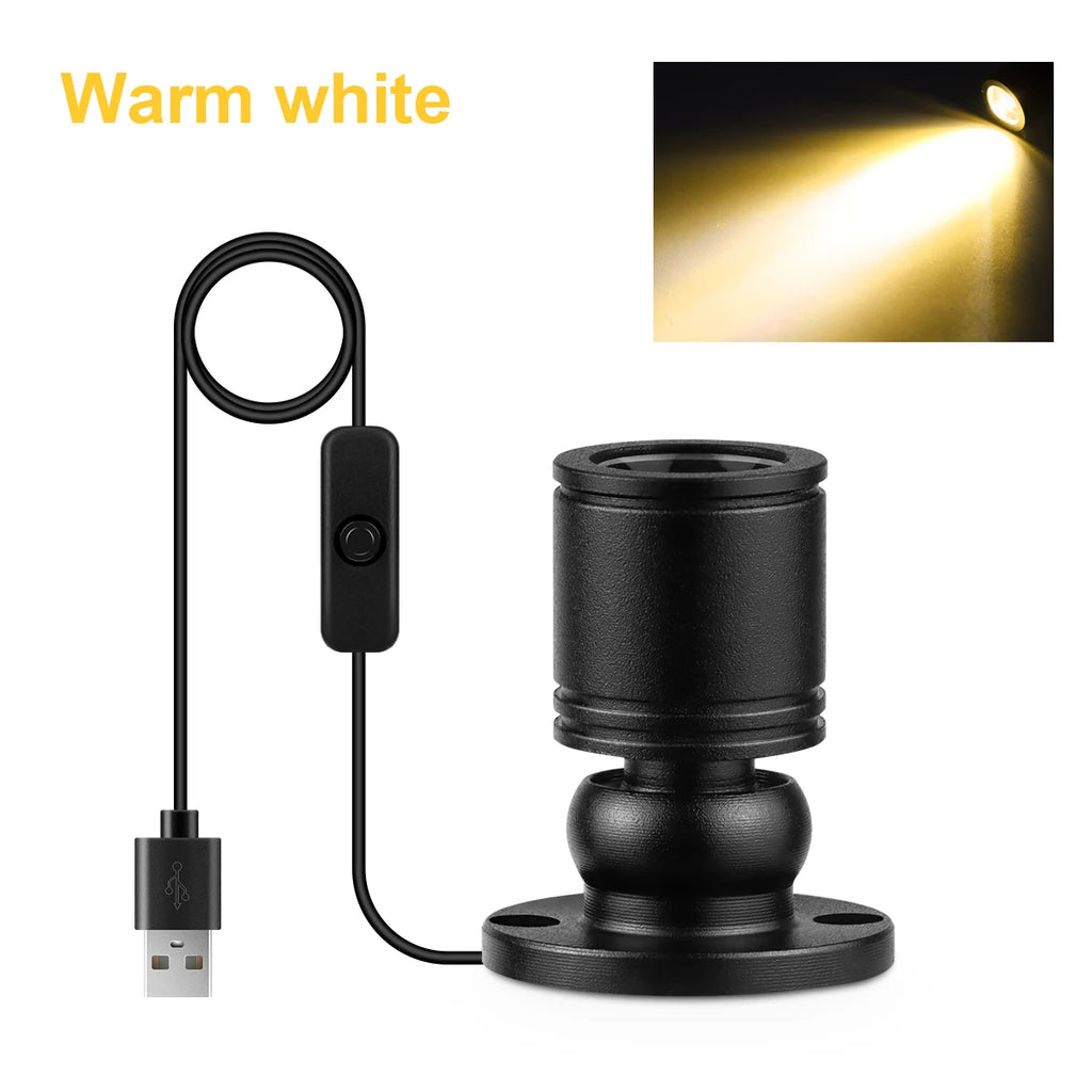 1W Led USB Spotlight With Swtich On/Off,5V USB Charging Port,Atmosphere Decor Lighting for Collectibles Anime Character Models Oasis Select Black Shell Warm