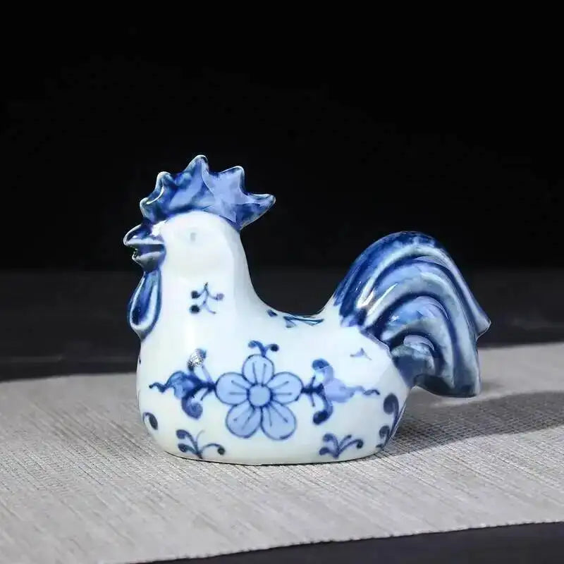 Blue And White Twelve Zodiac Small Decorations Study Calligraphy Water Drops Pot Hand Painted Ceramic Desktop Decorations Oasis Select Chicken