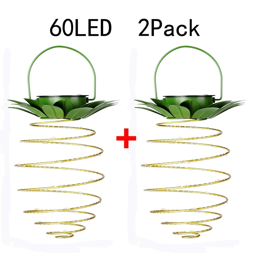 Solar Lamps Pineapple Iron Art Lanterns Led Copper Wire Light Strings Outdoor Waterproof Garden Decorative Hanging Lamps Oasis Select 60LEDx2