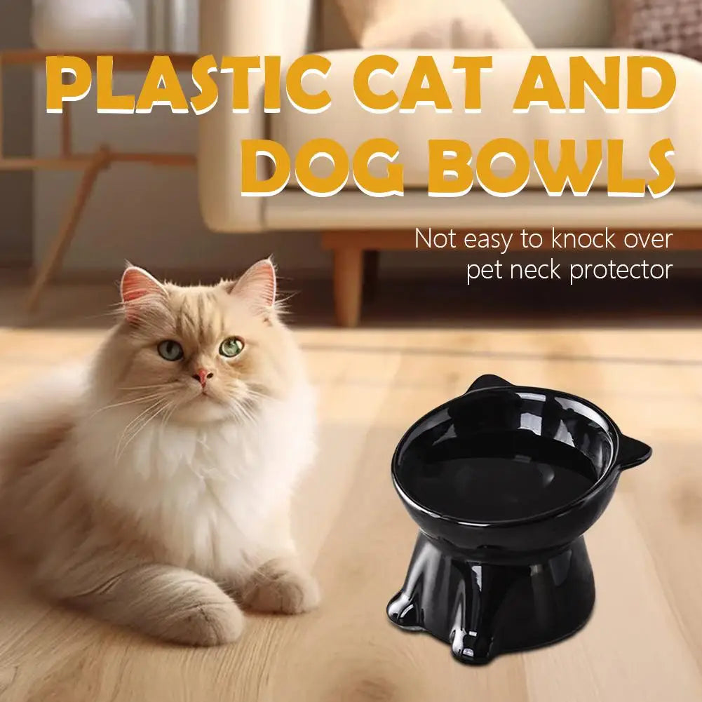 New cat bowl with long ears and high feet bowl with cat and dog neck protection and anti-overturning plastic raised pet bowl Oasis Select