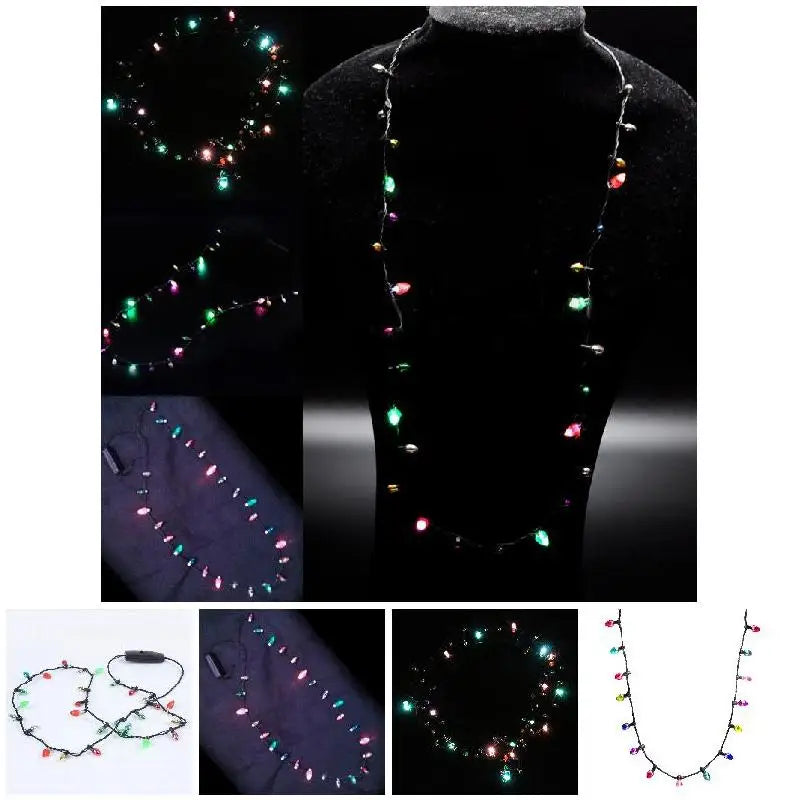 LED Flashing Christmas Light Necklace | 8 Bulbs, 3 Modes