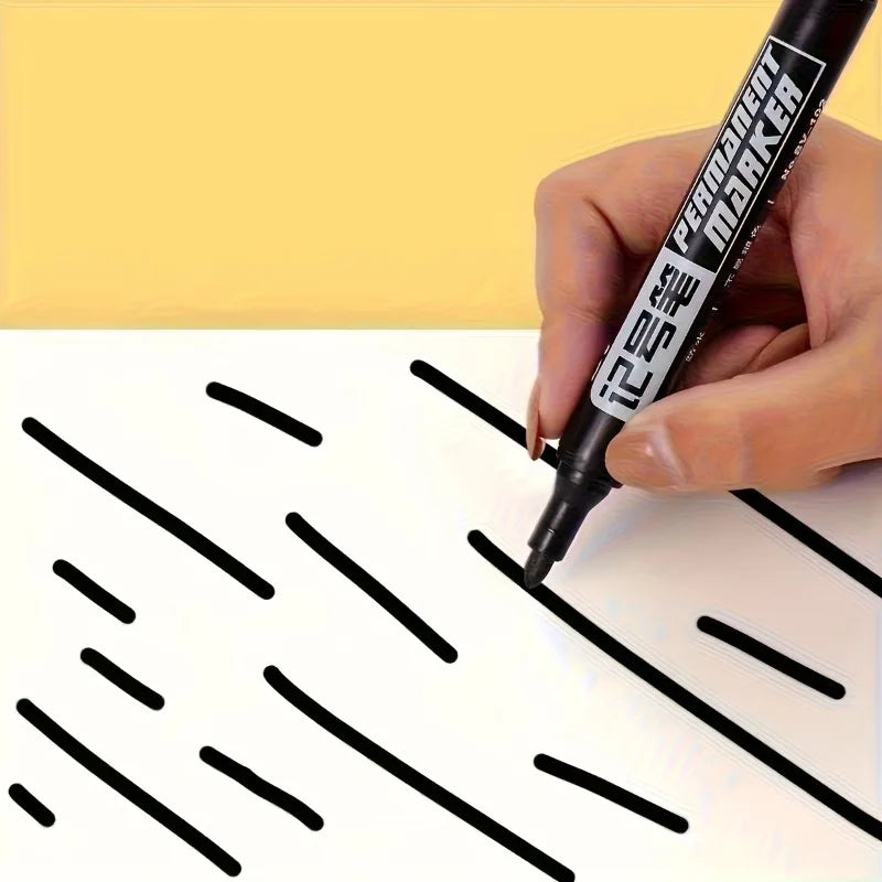10/20pcs Permanent Marker Set, Waterproof Black Ink High-Capacity Oil-Based Pens, Office Supplies for Multi-Surface, Graffiti Oasis Select