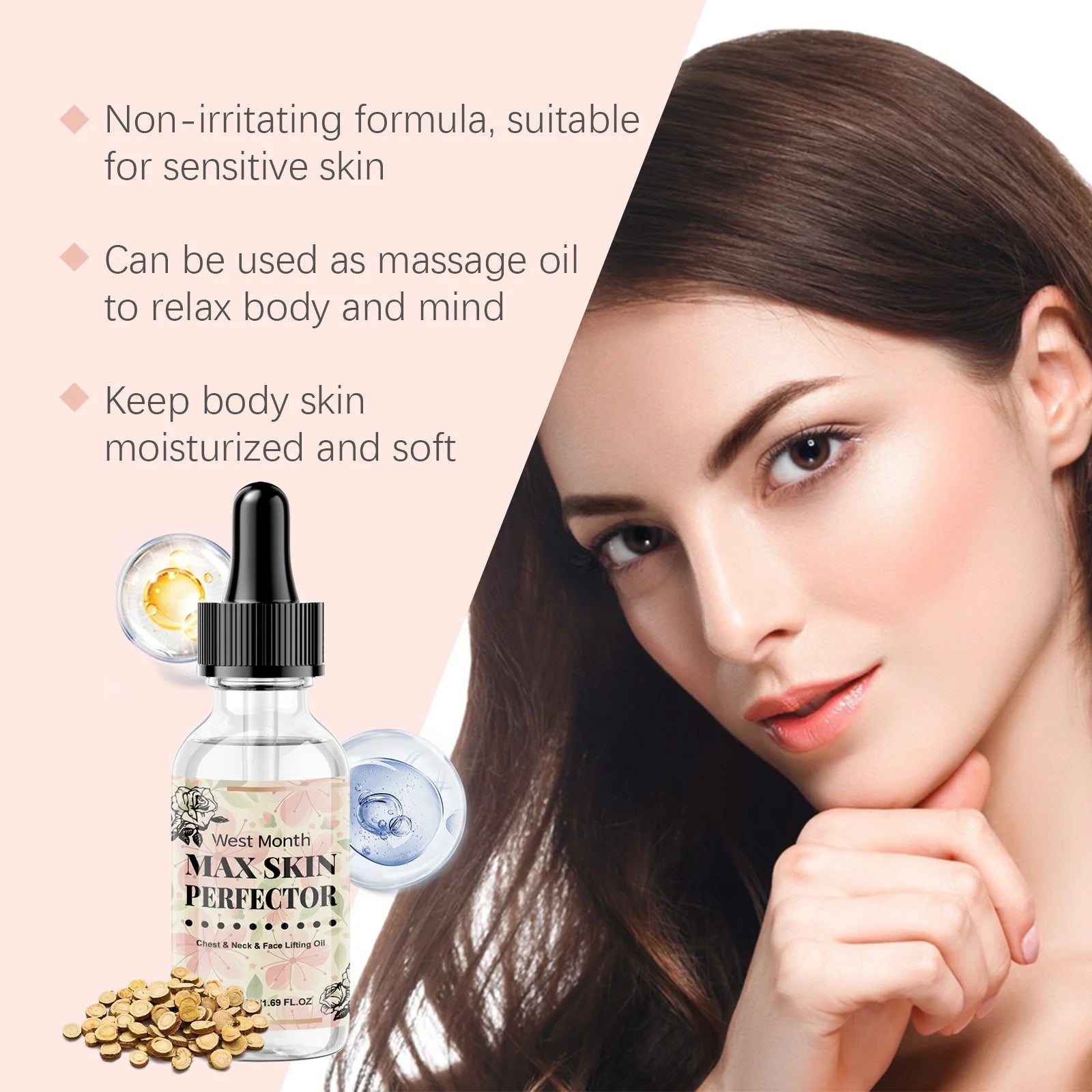 WEST MONTH Face Neck Chest Lifting Oil – Firm & Nourish Facial Lifting Oil Oasis Select