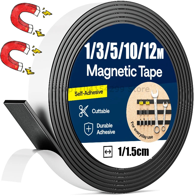 Self Adhesive Magnetic Tape Cuttable Rubber Magnetic Strip for Fridge Wall DIY Photo Poster Fixing Tape Home Office Storage Tool Oasis Select