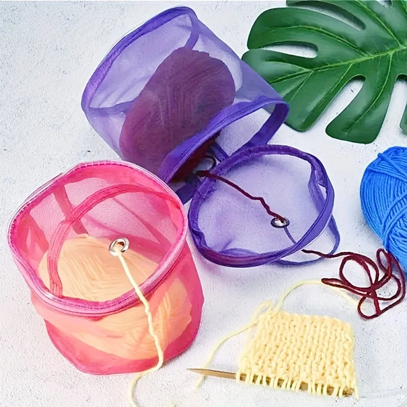 1pc Colorful Nylon Mesh Knitting & Crochet Storage Bag with Zipper Closure - Durable Craft Organizer for Yarn, Hooks, Needles Oasis Select