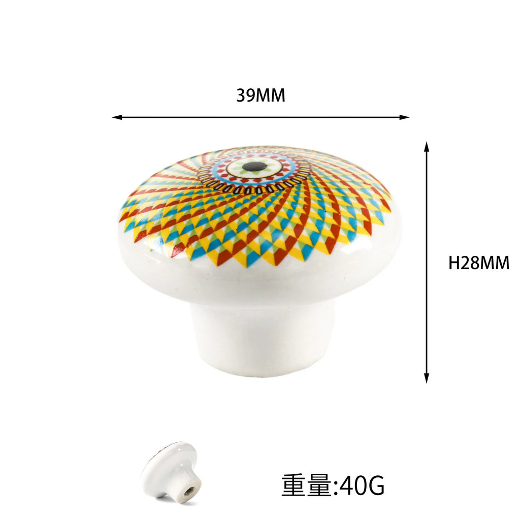 Bohemian Style Ceramic Knob 1pcs, Antique Metal Finish Screw In Pull Handles for Cabinet Doors and Drawer Oasis Select WHITE