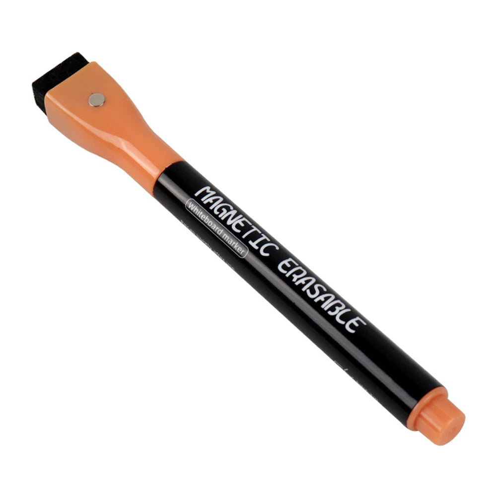 Erasable Magnetic Whiteboard Markers with Built-In Eraser | 12 Colors