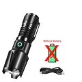 Aluminum Alloy Portable Torch Powerful LED Flashlight USB Rechargeable Outdoor Tactical Zoom Camping Waterproof Flash Light Oasis Select 1PC No Battery