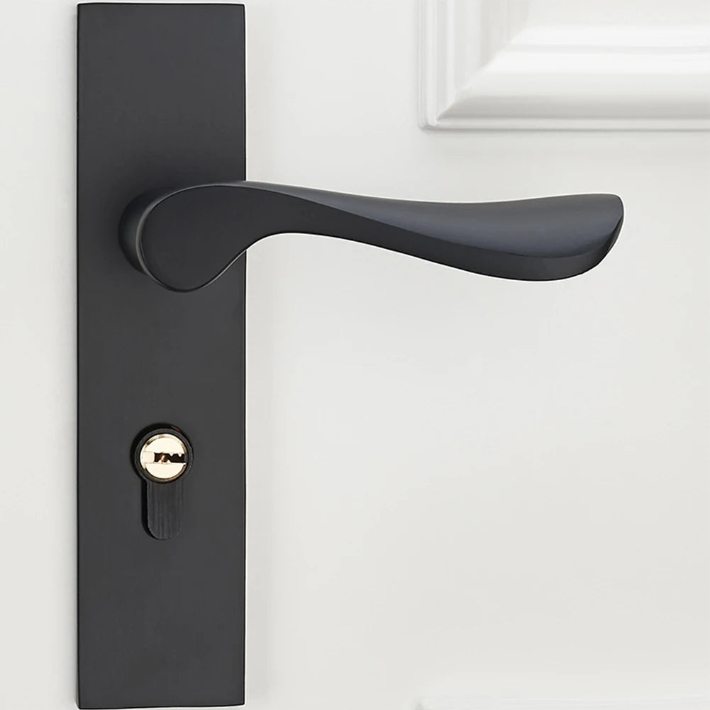 Door Lock Door Handle With Key Box And Complete Lock Set Matt Black Furniture Space Aluminum Panel Sturdy Home Improvement
