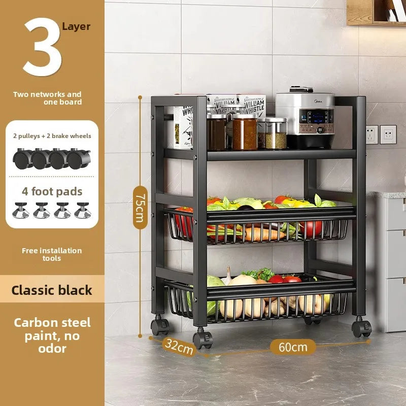 Kitchen vegetable basket rack floor-to-ceiling multi-layer stainless steel shelf new multi-functional kitchen utensils storage Oasis Select 3