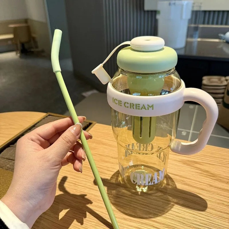 1300ML Large Capacity Plastic Water Cup with Handle, Straw and Tea Strainer, Portable Sports Water Bottle, Tea Cup, Beverage Cup Oasis Select