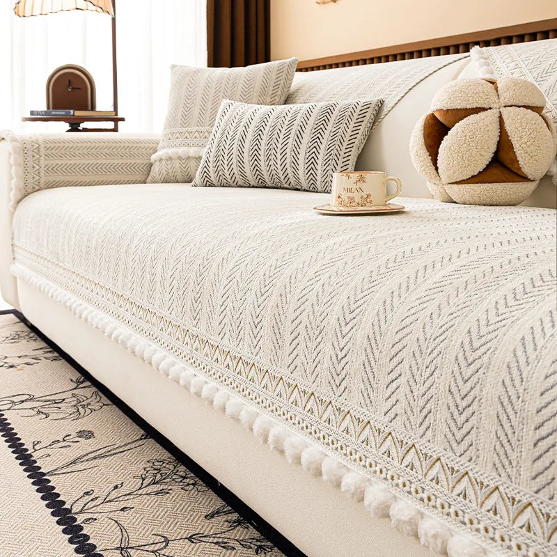 2025 New Four-season Universal Sofa Cushion Chenille Seat Cushion Fixed Anti-slip Sofa Cover Couch Covers for Sofas Oasis Select