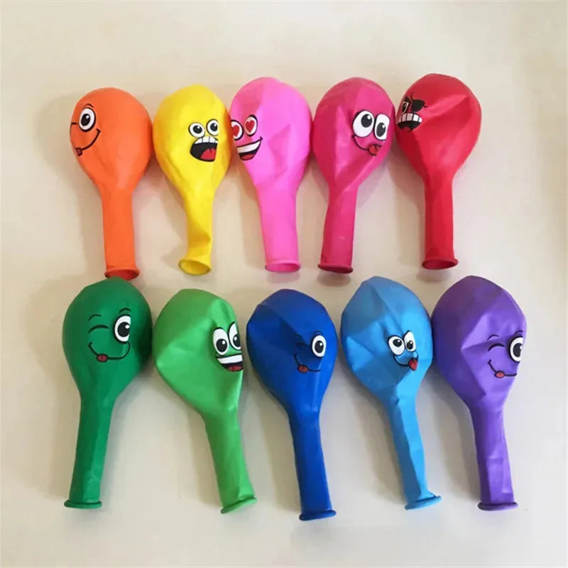 10/20/40/60pcs Children'S Birthday Party Is Decorated With Lovely Smiling Face Printing Large Big Eyes Smiley Face Latex Balloon Oasis Select