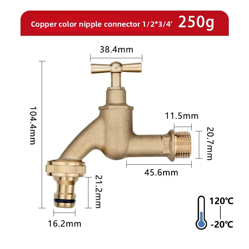 copper Slow Boiling Faucet, Male Thread Bronze Antique Brass with Handle, Faucet Petcock Tap Oasis Select DN15 D