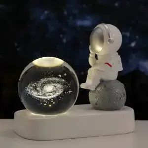 Astronaut Night Light Desktop Small Ornaments Decorative Crystal Ball Birthday Gift for Boys and Girls Decoration Oasis Select Think Milky Way USB gift packae