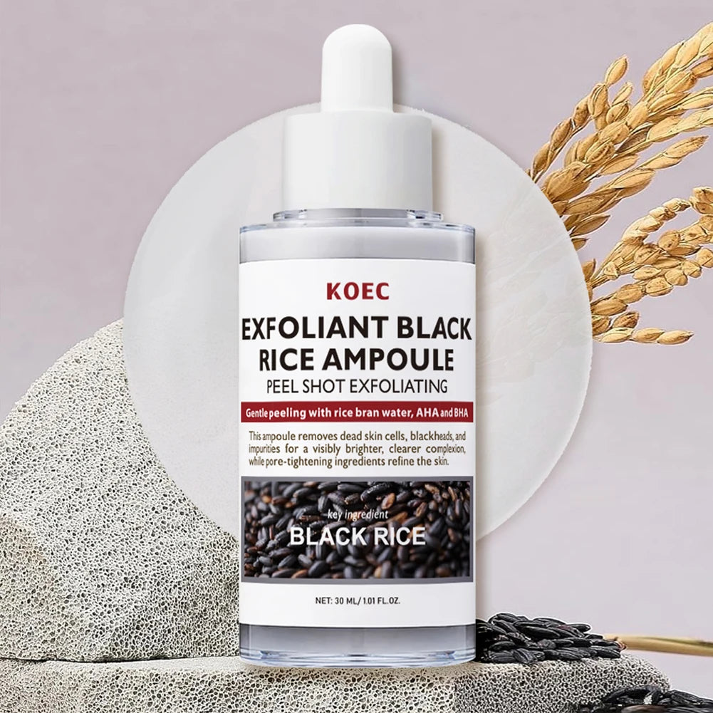 Black Rice Gently Exfoliating Essence Dead Skin Remover Facial Glowing Replenisning Moisturize Hyaluronic Acid Brightening Serum Oasis Select